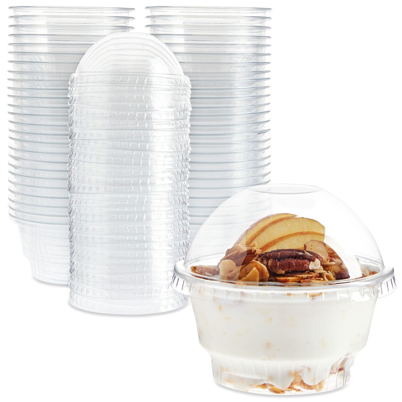 50-Pack 5 oz Plastic Dessert Cups with Lids - Bulk Ice Cream Containers  with Dome Lids (Clear)